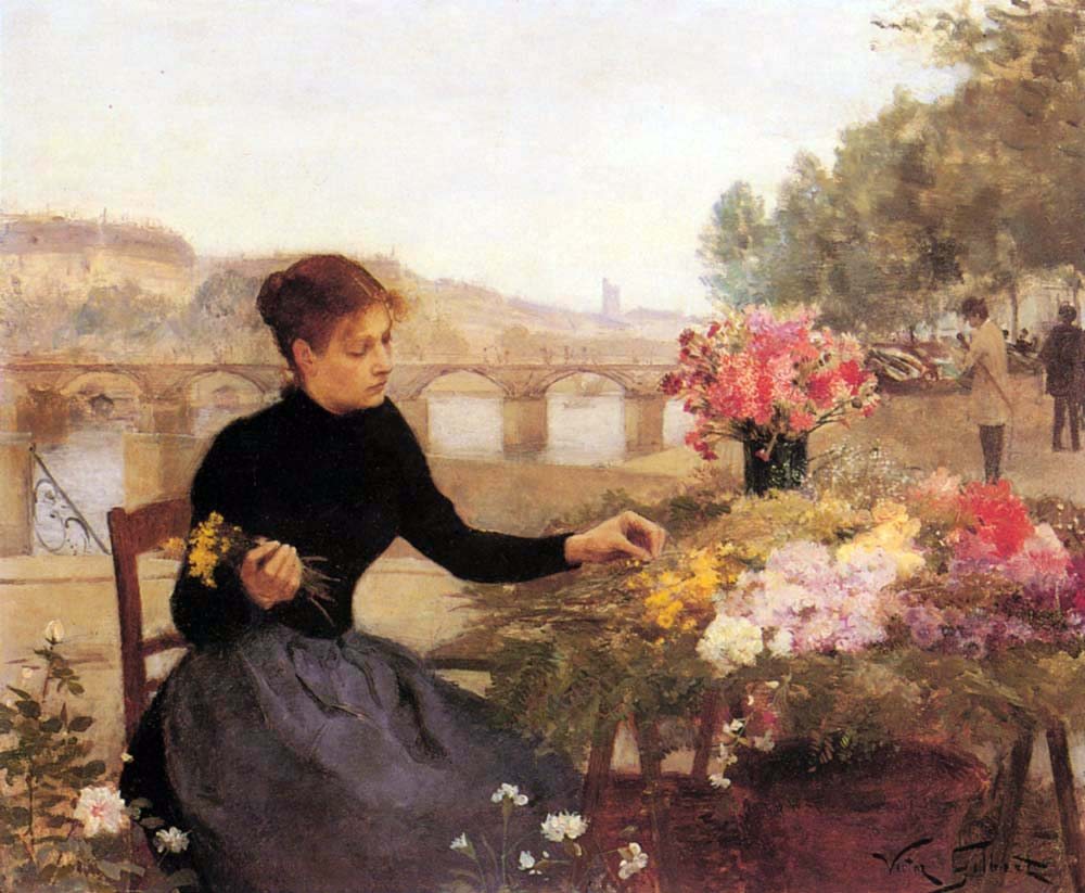 Victor Gabriel Gilbert A Parisian Flower Market